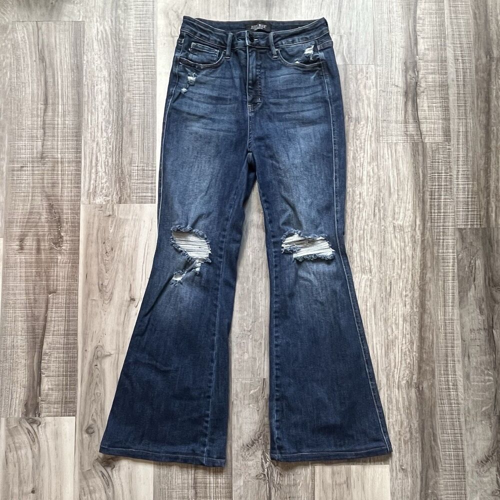 Judy Blue Jeans Flare Fit High Rise Stretch Blue Denim Classic Casual 9/28